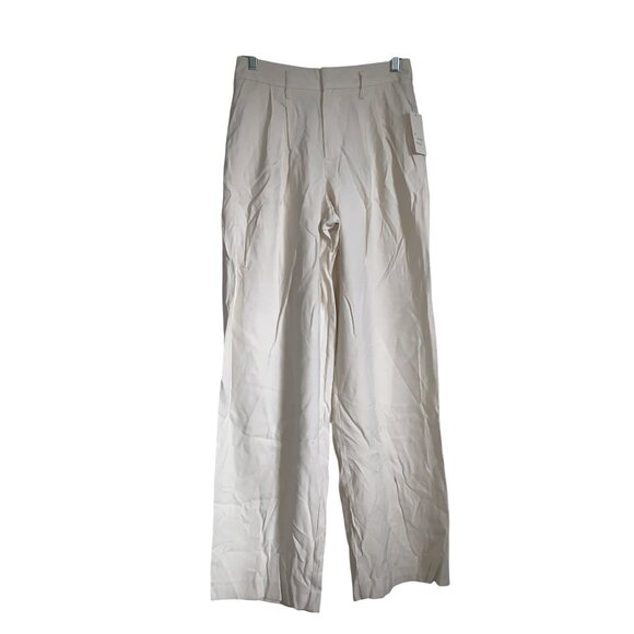 A New Day Womens Wide Leg Pleated Trousers w/ Pockets Cream Color Size 4 - Picture 1 of 13